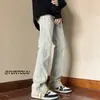 Marca da moda estilo americano transfronteiriça calças boca de sino estilosas para homens, vibe high street de primavera e outono, calças casuais versáteis retrô