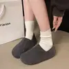 Mules Fechadas de Lã Estilo Retrô com Pelo Plush, Aumento Interno de Altura de 3cm, Sapatos Femininos Slip-On com Solado Macio Estilo Birkenstock