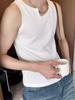 Diseño Irregular de Cuello U Camiseta Básica Ajustada Simple Versátil Sin Mangas Diseño Americano Camiseta sin Mangas