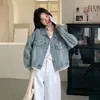 Diseño casual con ribete de encaje chaqueta vaquera de moda para mujer 2026 primavera y otoño nueva moda top con cuello de solapa para mujer