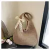 Bolsa de Hombro de Paja Estilo Vacaciones de Primavera y Verano de Comercio Exterior Bolsa Tote de Paja Gran Capacidad Portátil Bolsa de Playa