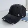 Boné de Baseball de Sarja Rasgado Lavado Estilo Verão Novo para Mulheres, Boné de Aba Curva com Proteção Solar de Verão, Versátil, Faz o Rosto Parecer Menor, Estilo da Moda