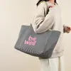 Bolsa de Viaje de Lona Colorida de Doble Cara de Nuevo Estilo Transfronteriza para Mujer, Bolso de Hombro Casual Rayado de Mezclilla Estilo Coreano de Gran Capacidad