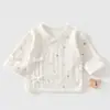 Camisa Meia-Costas Costurada Sem Costura para Recém-Nascido Primavera/Outono Algodão Puro Manga Longa 0-3 Meses Bebê
