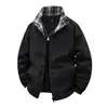 Chaqueta de Retazos a Cuadros Dos en Uno Nueva de Primavera para Hombre, Abrigo Holgado Casual con Cuello de Solapa, Top Versátil de Moda
