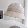 Sombrero de Pescador Plisado Casual para Mujer, Sombrero de Tela para Protección Solar de Verano, Sombrero de Cubo de Mezcla de Lino con Recubrimiento de Protección UV