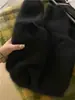 Suéter Feminino Marrom Coreano Gola Redonda Malha Imitação de Veludo de Visão Longa Manga Longa Outono Inverno Peludo Macio Top Ceroso