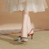 Zapatos de Tacón de Aguja Explosivos Estilo Francés con Punta de Lazo Zapatos de Tacón Alto Sandalias de Tacón Único para Mujer con Puntera Sexy Super Hada Zapatos de Tacón Alto