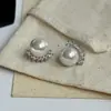 Brincos de Pérola Shi Jia com Strass Exquisitos para Mulheres Sensação de Alto Padrão Design de Nicho Único Versátil Luxo Leve Lindos Brincos de Alto Padrão