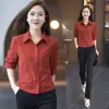 Nova Roupa Feminina Primavera/Verão 2026 Cor Sólida Camisa com Lapela Estilosa Redutora de Idade Tamanho Grande Roupa para Mulheres de Meia-Idade e Idosas Camisa