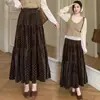 Falda Larga de Terciopelo Estampada de Lunares Estilo Francés, Cintura Elástica, Capas de Patchwork para Mujer, Nueva Colección Otoño/Invierno 2026
