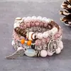 Artículo más vendido transfronterizo: Pulsera Colgante de Ala de la Torre Eiffel Estilo Bohemio, Pulsera de Cuerda Elástica Multicapa con Cuentas