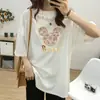 Camiseta de Amamentação para Gestantes Feminina Manga Curta Comprimento Médio Solta Tamanho Grande Camiseta Básica de Amamentação de Verão para Mulheres