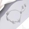 Pulsera de Plata de Ley S925 Cuadrada con Cristal de Fresa para Mujer, Simple, Estilo Coreano, Elegante Pulsera de Luz de Luna, Joyería de Mano de Alta Calidad