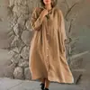 Vestido Longo Estilo EU/US Verde Fluorescente Solto Emagrecedor Manga Média Gola Alta Estilo Cardigan para Mulheres
