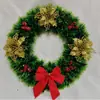 Nueva Guirnalda Navideña de Plástico Artificial Transfronteriza de 30 cm con Flor Roja de Lana y Lazo Colgante de Pared para Patio