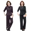 Conjunto estiloso e moderno de duas peças com mangas compridas para mulheres de meia-idade e idosas, perfeito para o inverno, oferecendo um caimento relaxado, disfarçando imperfeições, afinando a silhueta e criando um visual jovem, tornando-o uma roupa versátil