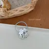 Estilo Francês Suave e Preguiçoso Tecido de Cetim Bolinhas Rosa DIY Laço de Cabelo Feito à Mão Presilha de Cabelo Flor de Tecido Bolinhas Preto e Branco