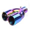Tubo de escape de acero inoxidable curvo doble ajustable, garganta de cola de 63-76 mm, modificado para uno de cada dos automóviles