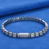 Joia de Hip-Hop Transfronteiriça 7mm Pulseira com Fecho de Engate Corrente de Açúcar de Gelo Zircônia Joia Popular Europeia e Americana Pulseira Masculina Personalização