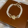 Pulsera Barroca Exquisita de Flor de Zircón y Perla Redonda, Pulsera de Lujo Ligero y Gama Alta, Joyería de Mano Dulce Retro Francesa