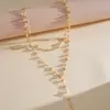 Collar de doble capa con forma de corazón adornado con diamantes, transfronterizo europeo y americano, cadena para la clavícula de moda nicho, joyería de lujo ligero de alta gama para mujer