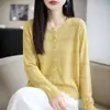 Cárdigan largo de manga larga de lana finamente hilada con pedrería hot-fix, flecos delicados, estilo perezoso, ligero, transpirable, para primavera y otoño, ropa exterior de uso diario para el trabajo, con temperamento