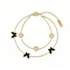 Pulsera popular de titanio y acero estilo ins, moderna, versátil, corazón, mariposa, estrella, geométrica, de acero inoxidable, joyería para la mano