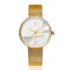 SHENGKE K0105 novo relógio de pulso feminino casual de aço inoxidável com malha e Quartzo à prova d'água