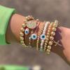 Pulsera Set Ojo Turco Personalidad Bohemia Transfronteriza Sentido del Diseño Cuentas Redondas Ojos Pulsera Apilada Multicapa