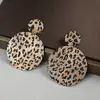 Joyería de Moda Transfronteriza Europea y Americana, Collar Gargantilla Set Personalizado Geométrico Redondo Estampado de Leopardo Cordón de Cuero Martillado Tubo de Cobre