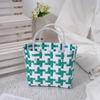 Bolsa Tejida de Plástico Colorida Cuadros Cesta de Verduras Portátil Viajes Diarios Compras Vacaciones Playa Bolso de Mujer