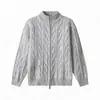 Invierno 2026 Nuevo Estilo Coreano Suéter de Punto Trenzado para Hombre con Cuello Alto Moda Masculina Chaqueta Cardigan de Punto con Doble Cremallera