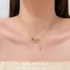 Collar de Princesa Brillante In-Escape con Lazo de Pedrería Temperamento de Lujo Ligero Estilo Ins Sentido de Alta Gama Cadena para Clavícula con Borla Accesorios