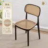 Cadeira de vime doméstica engrossada restaurante mesa de jantar cadeira de jantar confortável para sentar por longos períodos vime comercial cadeira de plástico simples com encosto