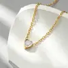 Collar Colgante Corazón de Acero de Titanio con Circonita Cúbica de Colores Cadena Clavicular de 12 Piedras de Nacimiento para Mujer