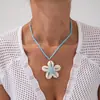 Collar Colgante de Flor y Concha para Joyería Transfronteriza Europea y Americana, Vacaciones en la Costa, Cadena para Clavícula con Cuentas Bohemias para Mujer