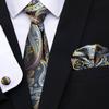Spot de alta qualidade de poliéster gravata de seda dos homens flor de caju padrinho homem Casamento gravata bolso conjunto Jacquard
