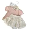 Conjunto de Dos Piezas Cómodo y Elegante de Manga Corta para Niña, Verano 2026, Conjunto de Dos Piezas Bud Shorts para Bebé Niña