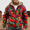 Chaqueta de Algodón Grueso con Forro de Polar Grueso, Estilo Étnico, Doble Bolsillo, Doble Capa, con Cremallera y Bolsillos de Parche, con Patrón Transfronterizo, para el Calor, 2025