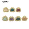 MPE122 moda nicho diseño en forma de corazón gema colorida pequeño colgante pendientes de botón esencial para citas de chicas