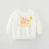 Sudadera de otoño dulce y linda para niños de 26 años, cuello redondo, estampado de mariposa de dibujos animados, sudadera para bebé de niñas, en stock