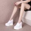 Zapatos para Aumentar la Altura Temporada de Primavera para Mujer, Zapatos Deportivos Casuales Negros, Tacones de Cuña Altos, Zapatos de Salón