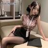 Lencería Sexy para Mujer Uniforme de Secretaria Elástico Ajustado Falda Corta Ceñida a las Caderas Deseo Puro Conjunto de Dos Piezas 100524