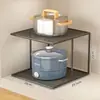 Prateleira Camada de Armário Rack de Panelas de Cozinha Rack de Armazenamento Mesa de Fogão Rack de Armazenamento de Louças Divisória de Panelas Dupla Camada Sob a Pia