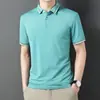 Camiseta de manga corta para hombre algodón mercerizado cuello de sol verano nueva camiseta casual moda ins marca de moda color liso polo