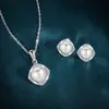 Collar Cuadrado Geométrico de Perlas de Imitación para Mujer, Temperamento, Colgante Versátil, Juego de Pendientes, Regalo del Día de la Madre, Cadena para Clavícula de Perlas Redondas