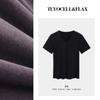 Camiseta Gola V de Linho Tencel para Mulheres, Manga Curta, Verão, Ombro Normal, Mangas Levemente Franzidas, Caimento Fresco e Confortável, Top 1688 para Mulheres