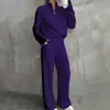Conjunto de Moletom com Zíper Meia-Gola Casual Patchwork e Calça Jogger Feminino Europeu e Americano 2026 para Sites Independentes da Amazon
