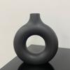 Jarrón de plástico con forma de dona creativa, decoración para el hogar, la sala de estar, el comedor, adornos para la mesa, florero circular.